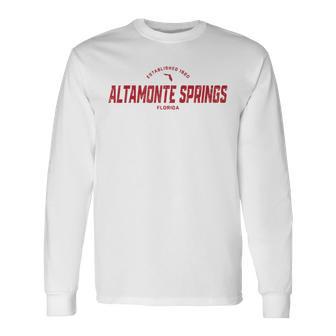 Altamonte Springs Florida Fl Vintage Athletic Red Sports Log Long Sleeve T-Shirt - Monsterry UK