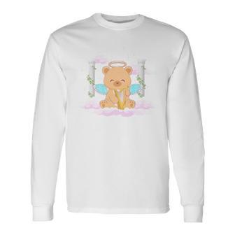 Angelcore Aesthetic Kawaii Bear Angel Halo Long Sleeve T-Shirt - Monsterry