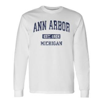 Ann Arbor Michigan Vintage Athletic Sports Long Sleeve T-Shirt - Monsterry