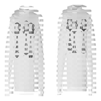Antique Spoons Print Three Spoonie Silverware Etched Vintage Long Sleeve T-Shirt | Mazezy