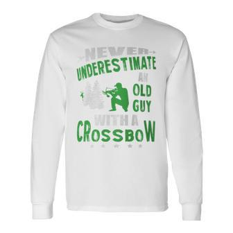 Archery Crossbow Old Guy Medieval Archery Long Sleeve T-Shirt - Monsterry DE