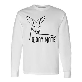 Australia G'day Mate Kangaroo Australian Symbol Long Sleeve T-Shirt - Monsterry AU