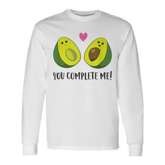 Avocado You Complete Me Vegan Partner Look Avocado Langarmshirts - Seseable