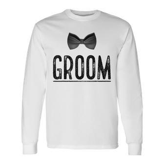 Bachelor Party Groom With Bow Tie Light Long Sleeve T-Shirt - Monsterry