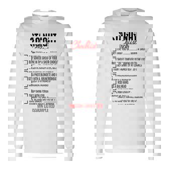 Bachelors Party Checklist Stag Do Party Games Long Sleeve T-Shirt - Thegiftio UK