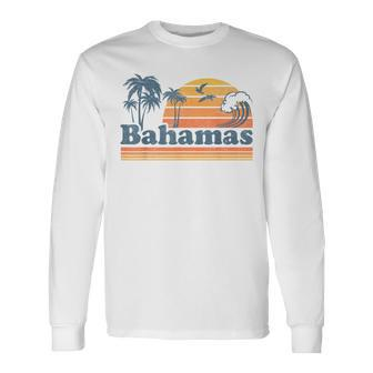 Bahamas Beach Summer Vacation Sunset Vintage 70'S Retro Long Sleeve T-Shirt - Seseable