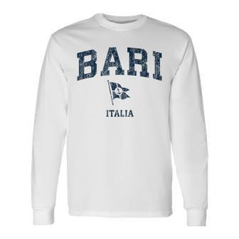 Bari Italy Vintage Sports Navy Boat Anchor Flag Long Sleeve T-Shirt - Monsterry