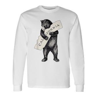 Bear Hug Grizzly Bear Love California Retro Cali Bear Long Sleeve T-Shirt - Monsterry
