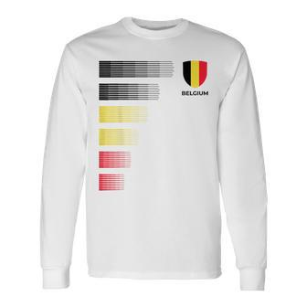 Belgium Flag Emblem Patriotic Belgian National Ancestry Long Sleeve T-Shirt - Monsterry UK