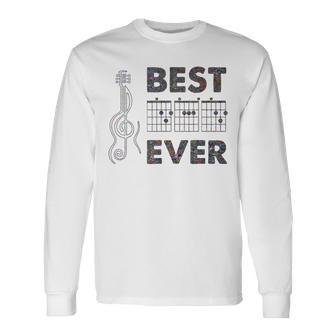 Best Dad Ever Electric Guitar Chords Fathers Day Long Sleeve T-Shirt - Monsterry