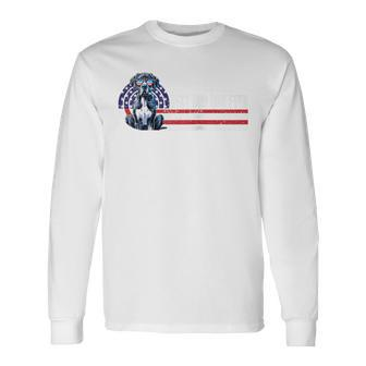 Best Dog Dad Ever Great Dane Usa Flag Fathers Day Vintage Us Long Sleeve T-Shirt - Seseable