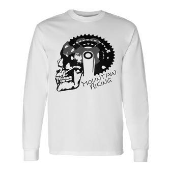 Biking Skull T Gears Bike Mountain Bike Long Sleeve T-Shirt - Monsterry AU