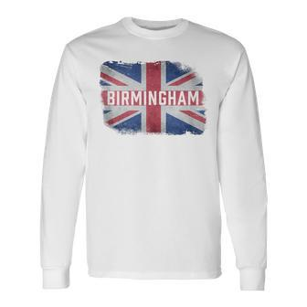 Birmingham United Kingdom British Flag Vintage Uk Souvenir Long Sleeve T-Shirt - Monsterry DE