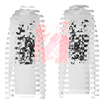 Bloody Red Hands Blood Splatter Zombie Outbreak Graphic Long Sleeve T-Shirt - Thegiftio UK