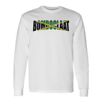 Bomboclaat Jamaican Slang Heritage Flag Long Sleeve T-Shirt - Monsterry