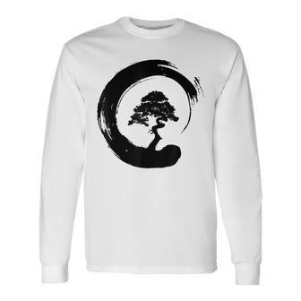 Bonsai Tree Enso Circle Buddhist Zen Calligraphy Long Sleeve T-Shirt - Monsterry UK