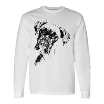 Boxer Dog Face Dog Lovers Boxer Dog Long Sleeve T-Shirt - Monsterry
