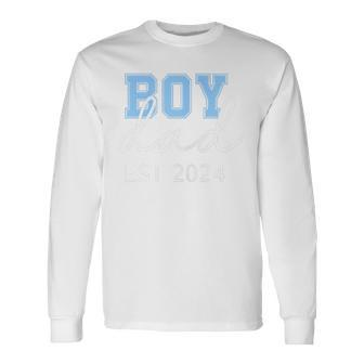 Boy Dad Est 2024 New Daddy Baby Expect First 1St Fathers Day Long Sleeve T-Shirt - Seseable