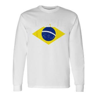 Brazilian Flag Colors National Brasil Brazil Long Sleeve T-Shirt - Seseable
