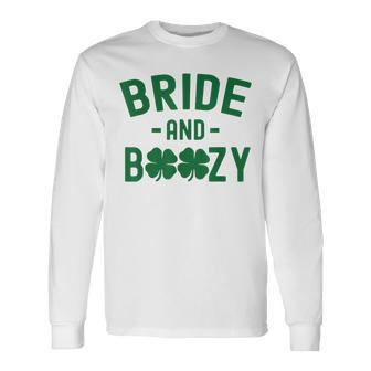 Bride And Boozy Irish St Patrick's Day Shamrocks Long Sleeve T-Shirt - Thegiftio UK