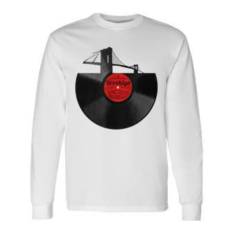 Brooklyn Bridge New York Nyc Vinyl Record Long Sleeve T-Shirt - Monsterry UK