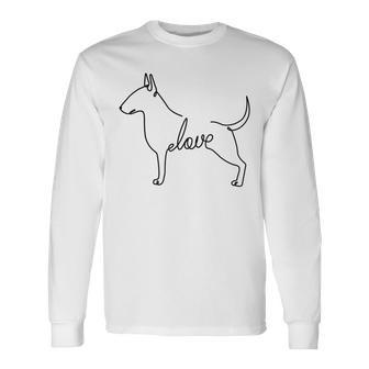 Bull Terrier Dogs Love Love Single Line Langarmshirts - Seseable