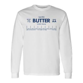 Butter Stick Retro Style Blue Sayings Long Sleeve T-Shirt - Monsterry