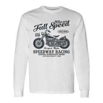 Cafe Racer Full Of Speed Vintage Motorcycle Long Sleeve T-Shirt - Monsterry UK