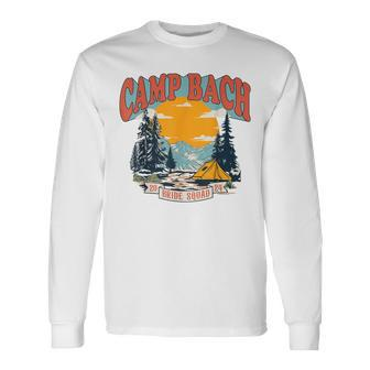 Camp Bach Bride Squad 2024 Retro Camping Bachelorette Party Long Sleeve T-Shirt - Seseable