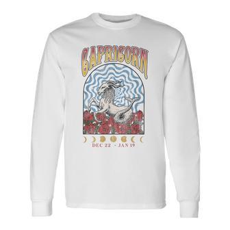 Capricorn Zodiac Sign Horoscope Astrology Birthday Retro Long Sleeve T-Shirt - Monsterry CA