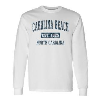 Carolina Beach North Carolina Nc Vintage Sports Navy Long Sleeve T-Shirt - Monsterry DE