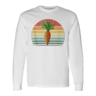 Carrots Vegetable Retro Style Distressed Vintage Carrots Long Sleeve T-Shirt - Monsterry