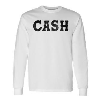 Cash Country Music Lovers Outlaw Vintage Retro Distressed Long Sleeve T-Shirt - Thegiftio UK