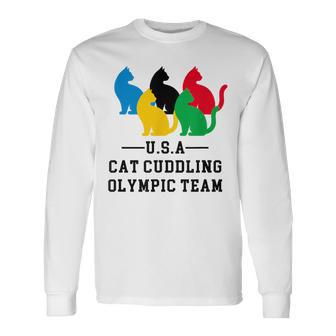 Cat Cuddling Olympic Team Long Sleeve T-Shirt - Monsterry AU