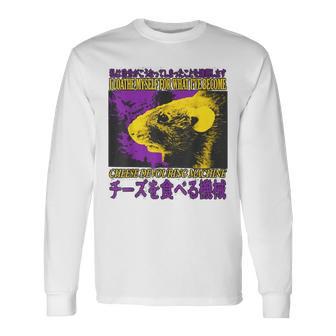 Cheese Devouring Machine Rat Japanese Long Sleeve T-Shirt - Monsterry