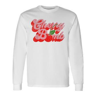 Cherry Bomb Retro 70S Vintage Style Cute Long Sleeve T-Shirt - Thegiftio UK