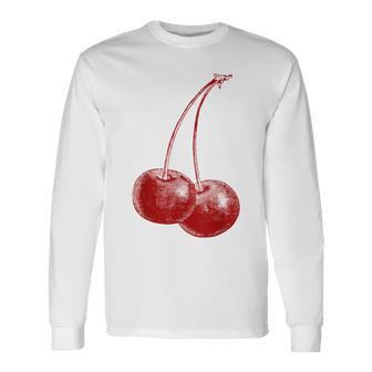 Cherry Fruit Vintage Graphic Cherry Long Sleeve T-Shirt - Monsterry CA