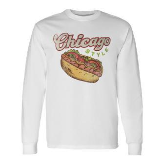 Chicago Hot Dog Hotdog Tourist Summer Souvenir Travel Long Sleeve T-Shirt | Mazezy AU