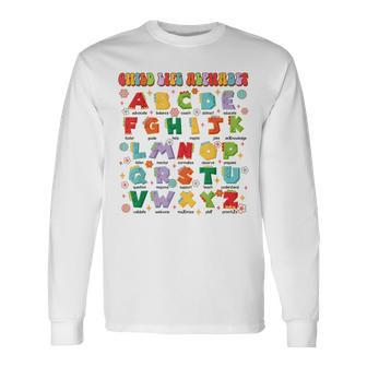 Child Life Specialist Cls Dinosaur Dino Child Life Alphabet Long Sleeve T-Shirt - Seseable