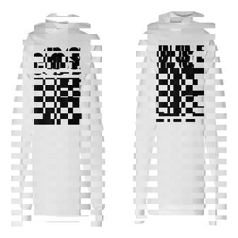 Choose Life Grandes Lettres Noires En Gras Style Rétro Années 80 T-shirt à manches longues - Cadeauxyz
