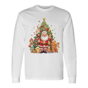 Christmas Cute Christmas Xmas Lights Santa Hat Long Sleeve T-Shirt | Mazezy