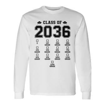 Class Of 2036 Grow With Me With Space For Checkmarks Long Sleeve T-Shirt - Monsterry DE