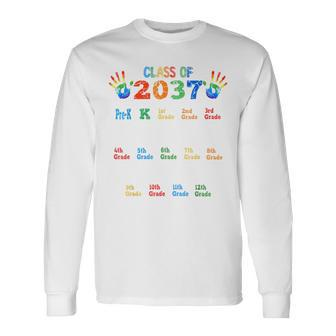 Class Of 2037 Grow With Me Color Handprint Pre-K 12Th Grade Long Sleeve T-Shirt - Monsterry AU