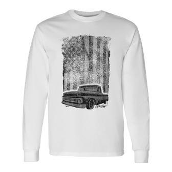 Classic Us Flag Vintage Pickup Truck Long Sleeve T-Shirt - Monsterry UK