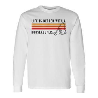 Cleaning Housekeeping Professional Housekeeper Long Sleeve T-Shirt - Monsterry