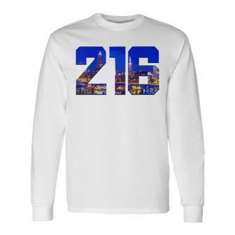 Cleveland 216 Area Code Pride Skyline Ohio Vintage Long Sleeve T-Shirt - Monsterry AU