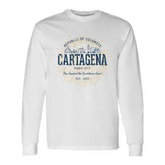 Colombia Retro Style Vintage Cartagena Long Sleeve T-Shirt - Monsterry CA