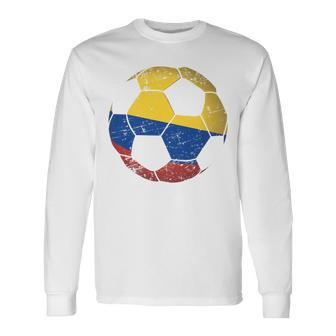 Colombia Soccer Ball Flag Jersey Colombian Football Long Sleeve T-Shirt - Monsterry