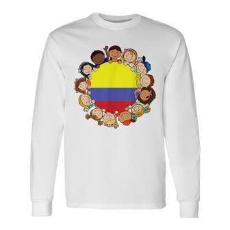 Colombian Flag Hispanic Heritage Month Colombia Kid Boy Girl Long Sleeve T-Shirt - Monsterry AU