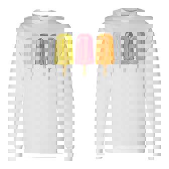 Colorful Summer Popsicle Creamsicle Ice Cream Lover Long Sleeve T-Shirt - Monsterry